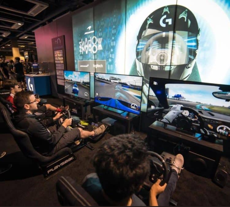 video wall, interactive driving simulator, gaming, custom trade show exhibit