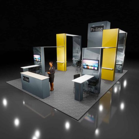 modular fabric tradeshow booth with accessories