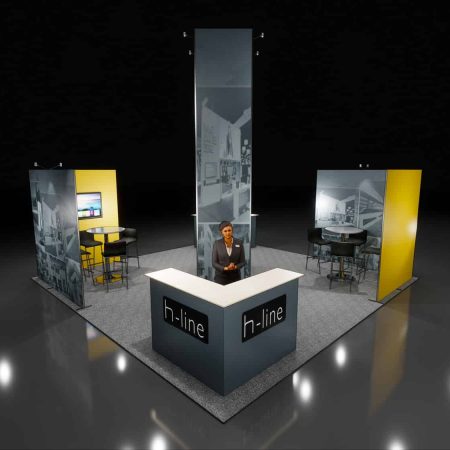 modular fabric tradeshow booth with accessories